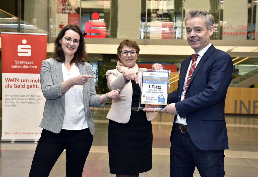 Die Sparkasse Gelsenkirchen hat die Auszeichnung „Beste Bank vor Ort“ der Gesellschaft für Qualitätsprüfung mbH erhalten.
