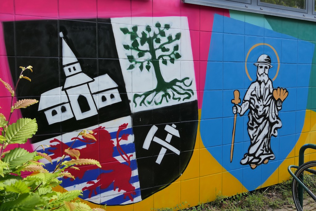 Graffiti illustriert Städtepartnerschaft Gelsenkirchen/Olsztyn